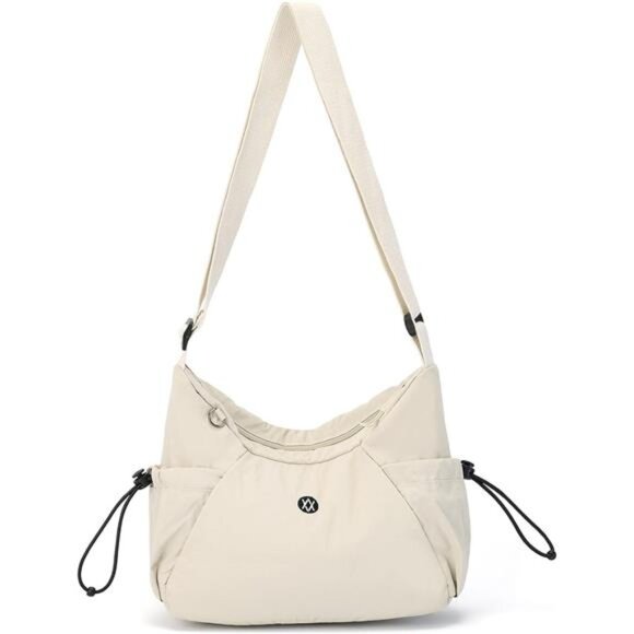 Women Nylon Crossbody Bag Multi-Pocket Beige - Picture 1 of 6